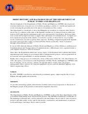 dpwh kahulugan|Brief history of DPWH .